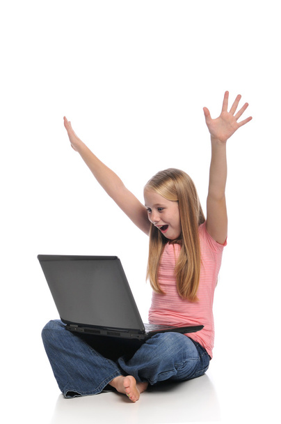 Young girl with laptop - Foto, Imagem