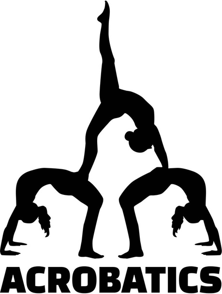 Силуэт акробатики со словом
 - Вектор,изображение