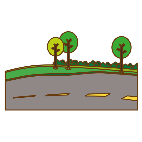 strada asfaltata con alberi sulla strada icona immagine
 - Vettoriali, immagini