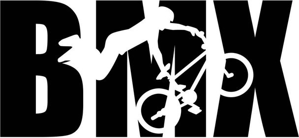 BMX word with silhouette cutout - Vector, Image