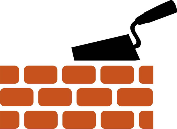 Brick with Trowel Symbol - Vector, Image