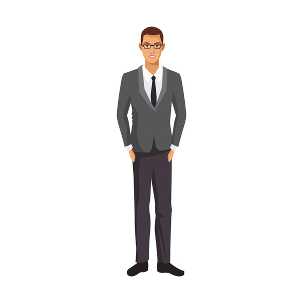 businessman cartoon icon - Vector, Image