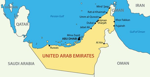 Объединенные Арабские Эмираты - векторная карта
 - Вектор,изображение