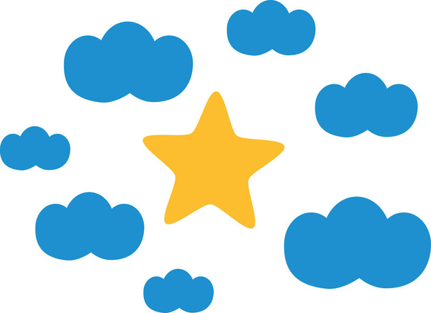 Nubes con estrella en los iconos del medio
 - Vector, imagen