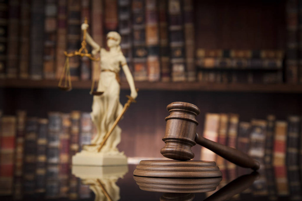 Mallet of judge on wooden desk - Photo, Image