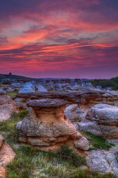 Sunrise at Writing on Stone Provincial Park in Alberta, Canada - Photo, Image