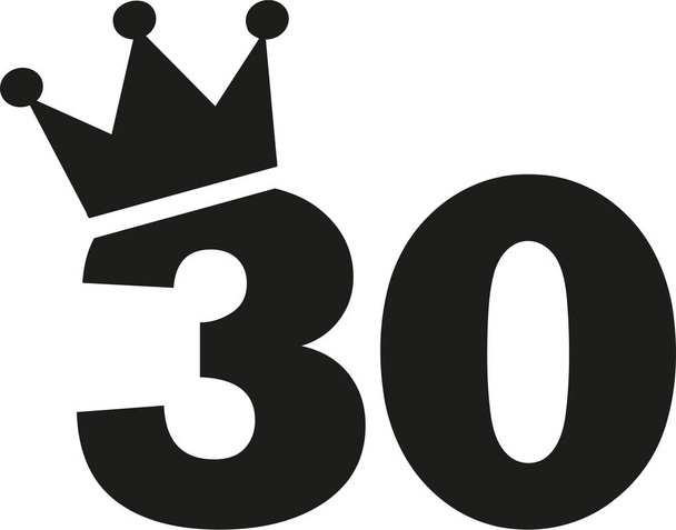30-й день народження номер корона
 - Вектор, зображення