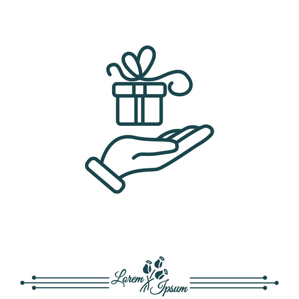 caja de regalo en icono de mano
 - Vector, imagen