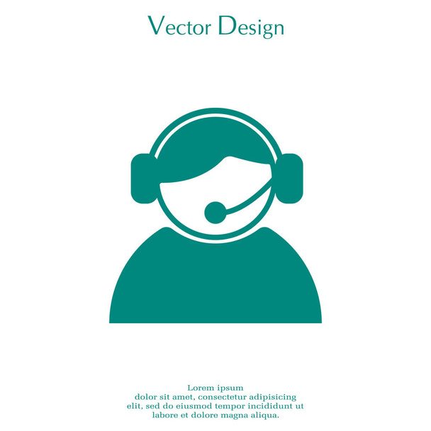 operador del centro de llamadas con auriculares - Vector, imagen
