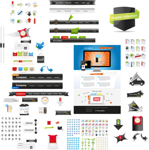 Designers toolkit - large web graphic collection - Vektör, Görsel