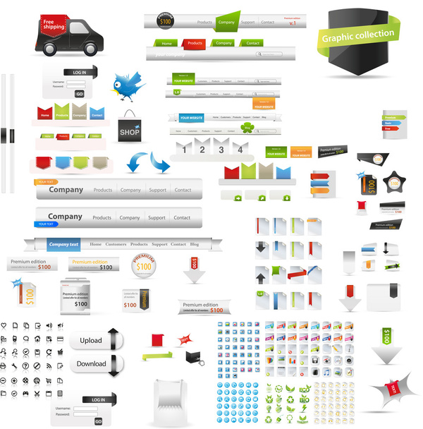 Designers toolkit - large web graphic collection - Vektor, Bild