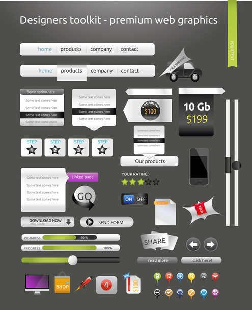 Designers toolkit - large web graphic collection - Vektör, Görsel
