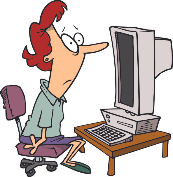 Clip Art of a Personal Computer Workstation - Vector, Image