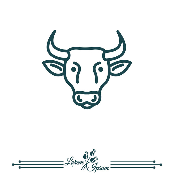 Cow web line icon - Vector, Image