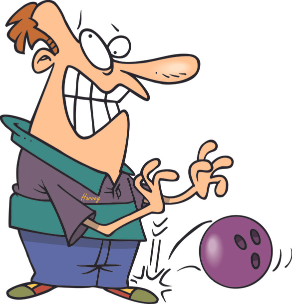 Cartoon Man Dropping Bowling Ball - Vector, Image