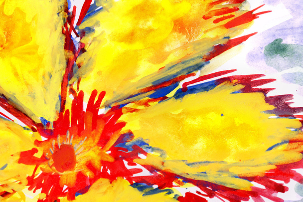 Fiery flower. watercolor drawing - Zdjęcie, obraz