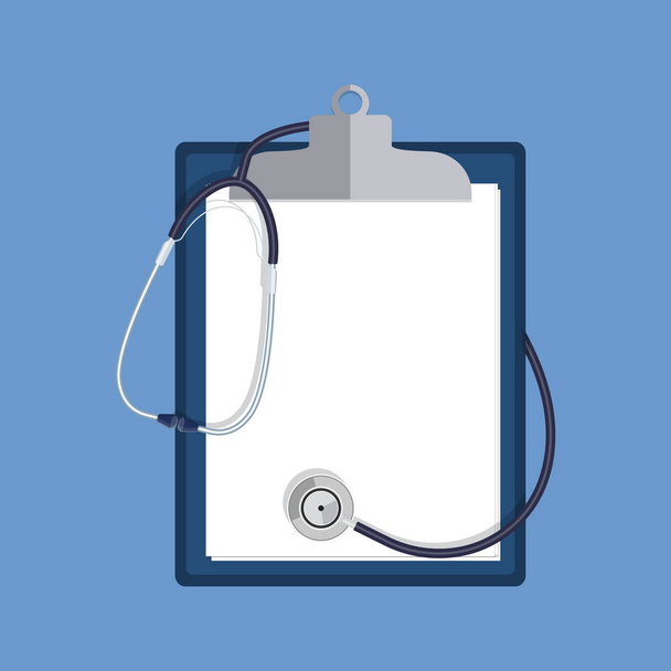 stethoscope and clipboard isolated on white background. - Vector, Image