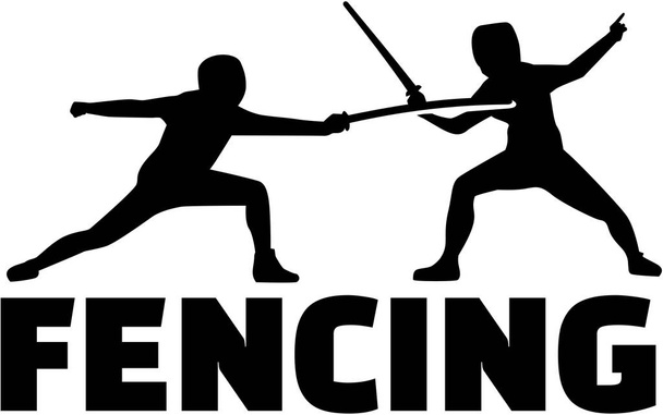 Fencing fighter with epees - Vector, Image