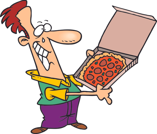 Карикатурист с пиццей
 - Вектор,изображение