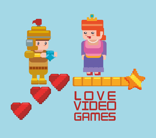 online játékok hercegnő és lovag szív szerelem - Vektor, kép