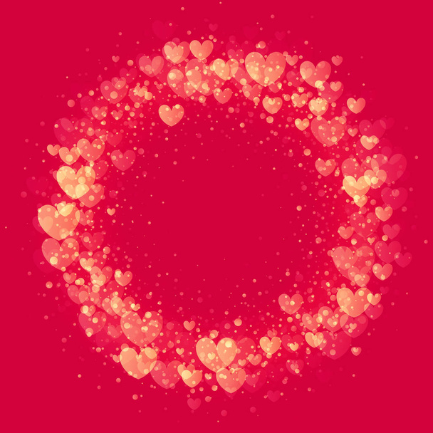 Hearts valentine wreath gold glitter pattern background - Vecteur, image