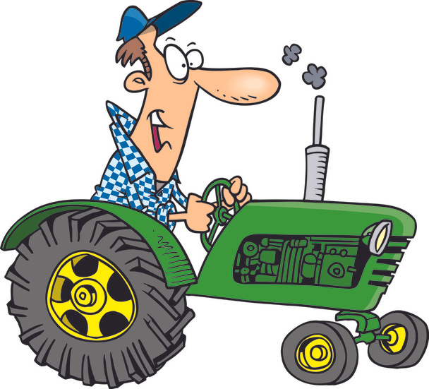 Desenhos animados Farmer Tractor
 - Vetor, Imagem