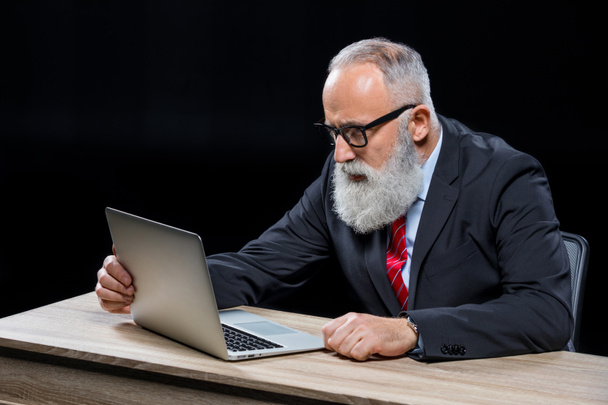Senior businessman with laptop - Fotoğraf, Görsel