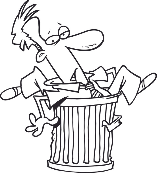 Cartoon man in de vuilnisbak - Vector, afbeelding