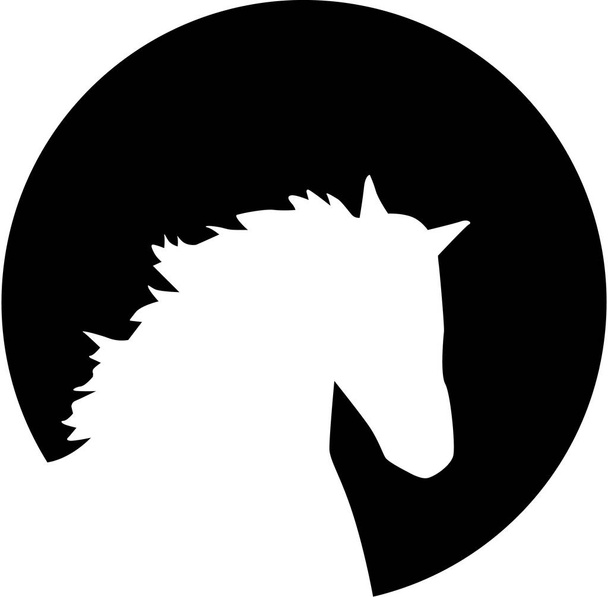 Silueta de cabeza de caballo frente a la luna
 - Vector, imagen