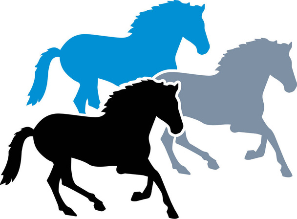 Tres caballos corriendo rápido
 - Vector, Imagen