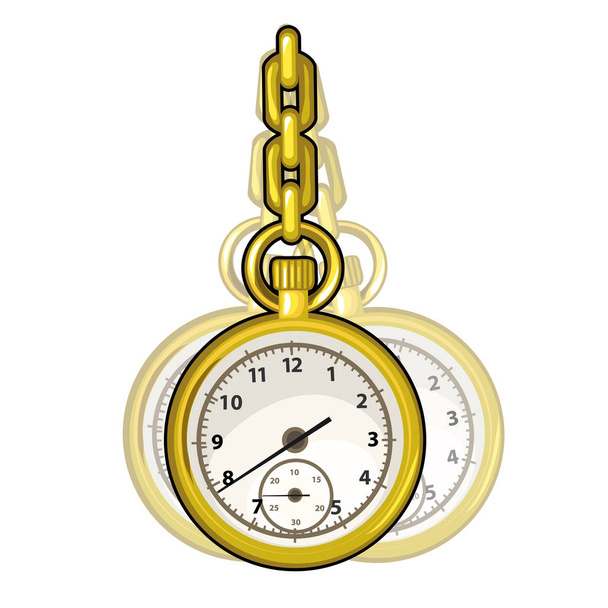 Gold vintage watch on a chain. Vector isolated - Vector, Image