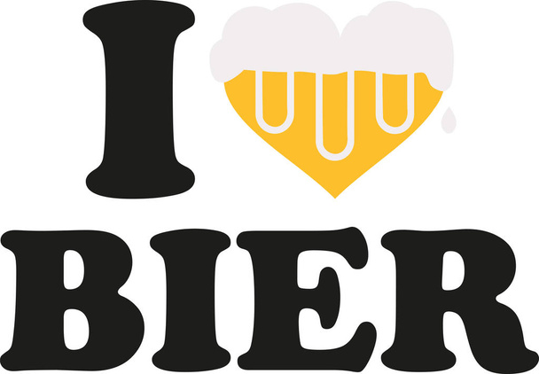 Adoro cerveja com o coração cheio de cerveja alemã.
 - Vetor, Imagem