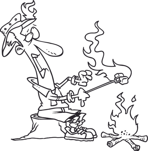 Sarjakuva polttaa vaahtokarkkeja
 - Vektori, kuva