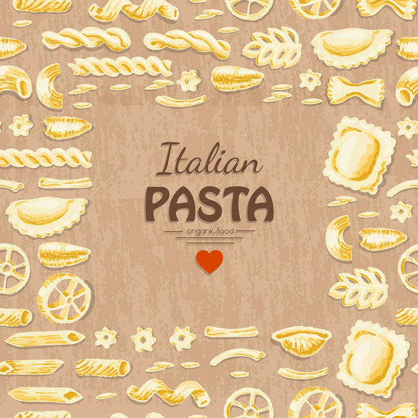 Vector background with Italian pasta - Вектор,изображение