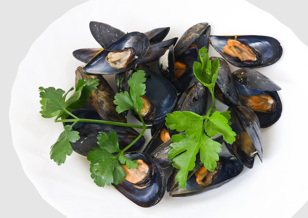 Mussels with parsley closeup - Photo, Image