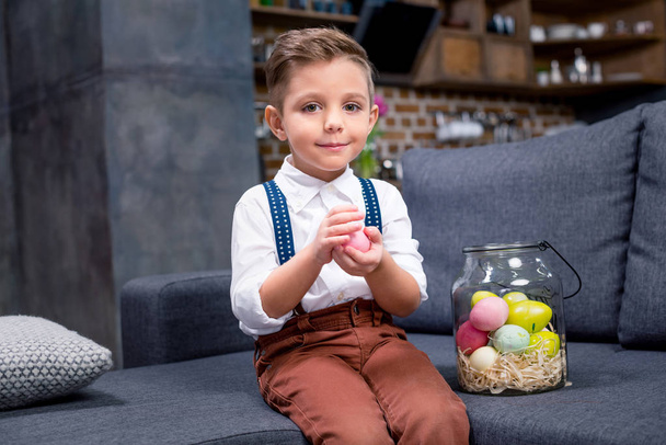 Little boy with Easter eggs - Photo, Image