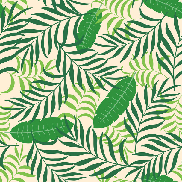Tropical background with palm leaves. Seamless floral pattern - ベクター画像