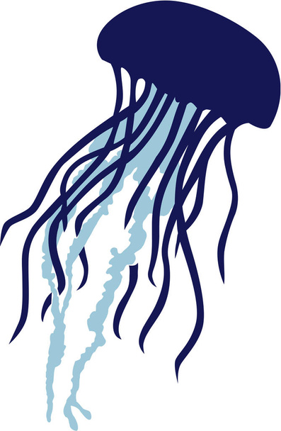 Real Jellyfish silhouette in two colors - Vector, Image