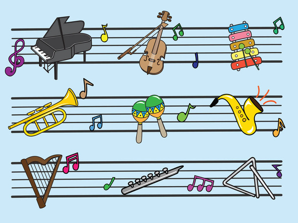 Instrumento Musical Dibujos Animados, Ilustración Vector10
 - Vector, Imagen