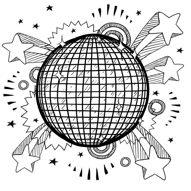 Нічний клуб збудження диско м'яч ескіз
 - Вектор, зображення