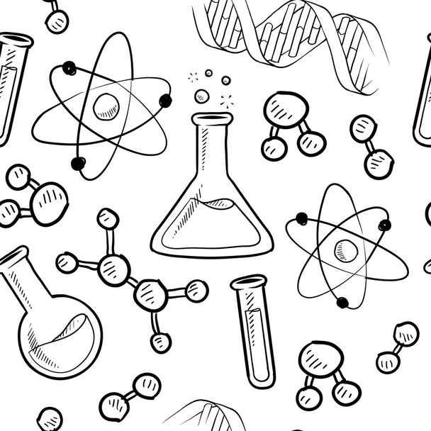 Seamless science laboratory vector background - Vector, Image