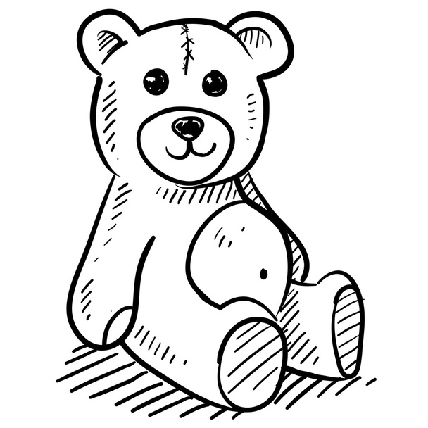 Дитячий плюшевий ведмедик ескіз іграшки
 - Вектор, зображення