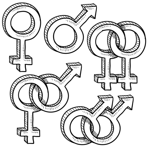 Esbozo de símbolo de género y relación
 - Vector, imagen