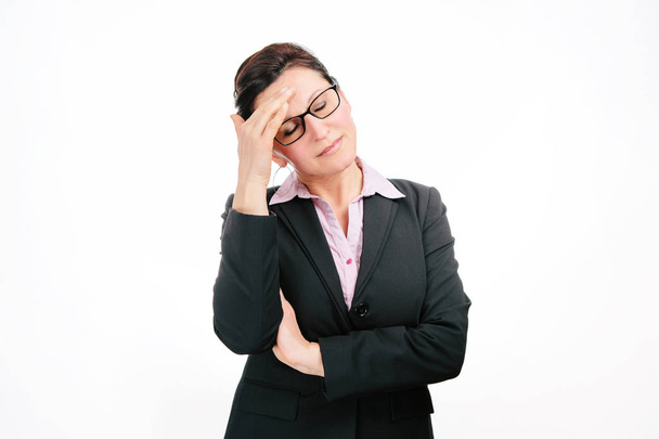 Tired business lady in black jacket - Fotografie, Obrázek