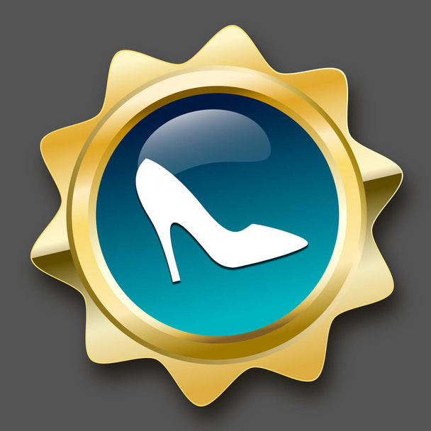 Selo de compras ou ícone com símbolo de sapato
 - Vetor, Imagem