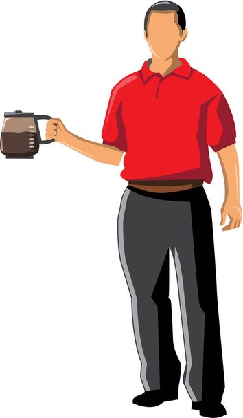 Vektor flache Ikone Illustration eines Mannes mit einer Kaffeetasse - Vektor, Bild