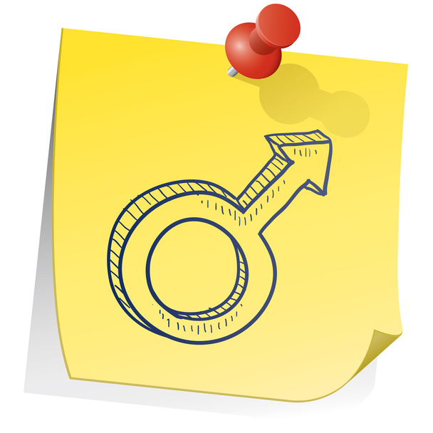 Male gender symbol sticky note - Vector, Image