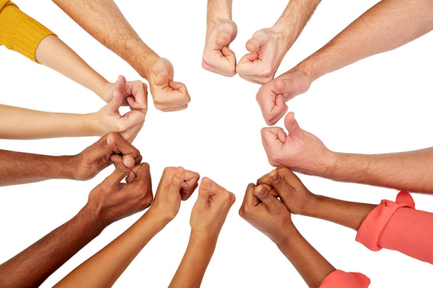hands of international people showing thumbs up - Foto, Imagen
