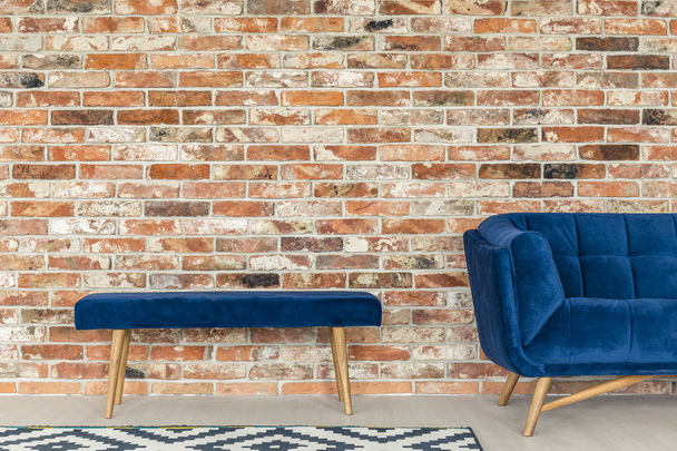 Blue upholstered bench - Foto, immagini