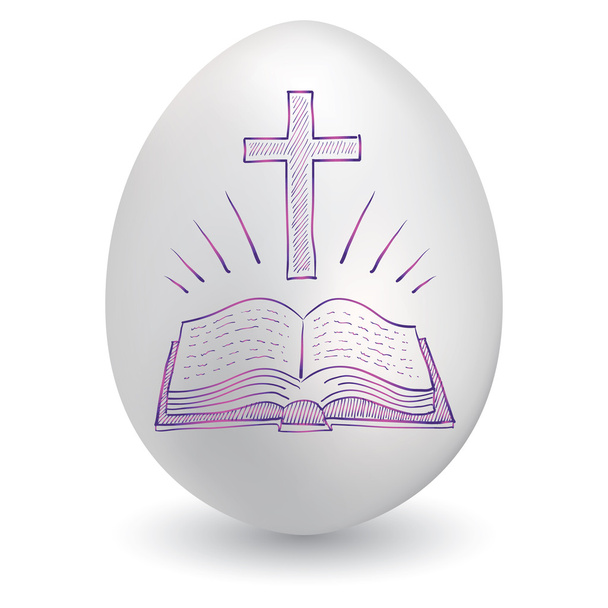 Cross an bible on easter egg - Vector, Image